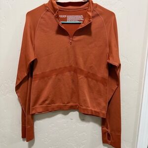 PINK ACTIVE Women's Rust Orange Quarter Zip Long Sleeve Workout Top Size XL